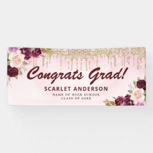 eleganglitter berry blush floral afstuderen banner