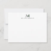 eleganr greenery monogram note card notitiekaartje (Voorkant)