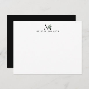 eleganr greenery monogram note card notitiekaartje