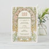 Elégant 100e anniversaire Invitation Art Nouveau M (Debout devant)