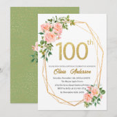 Elegant 100e verjaardag Waterverf Gli Kaart (Voorkant / Achterkant)