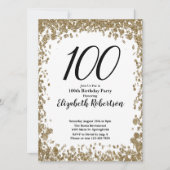 Elegant 100th Birthday Invitation For Her in Gold (Devant)