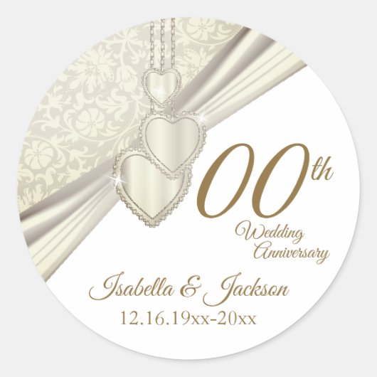 Elegant 100th Wedding Jubileum Ronde Sticker (Voorkant)
