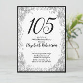 Elegant 105th Birthday Invitation Silver and Black (Debout devant)