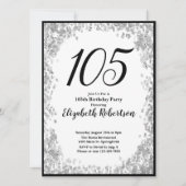 Elegant 105th Birthday Invitation Silver and Black (Devant)