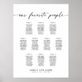 Elegant 10 Tafels Favoriete mensen Zitplaatskaart Poster (Voorkant)