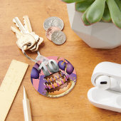 Elegant 10e Jubileum Celebration Cake Design Sleutelhanger