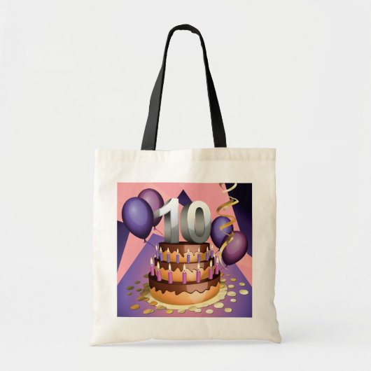 Elegant 10e Jubileum Celebration Cake Design Tote Bag (Voorkant)