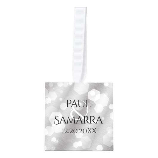 Elegant 10e Tin Bruiloft Jubileum Houten Kubus Ornament (Voorkant)