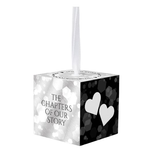 Elegant 10e Tin Bruiloft Jubileum Houten Kubus Ornament (Achter hoekig)