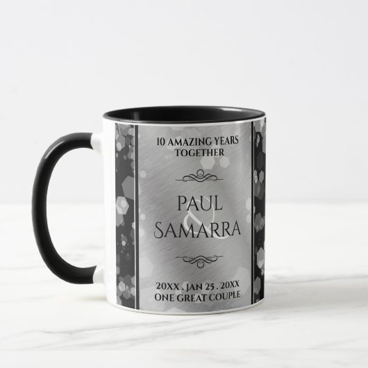 Elegant 10e Tin Bruiloft Jubileum Porselein Mok (Links)