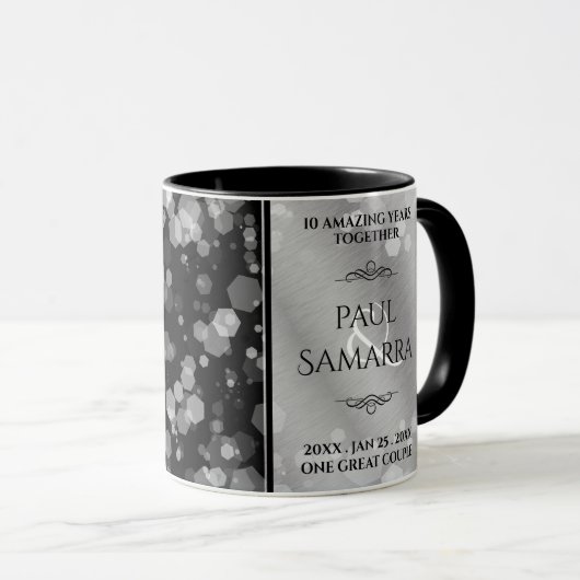 Elegant 10e Tin Bruiloft Jubileum Porselein Mok (Voorkant rechts)