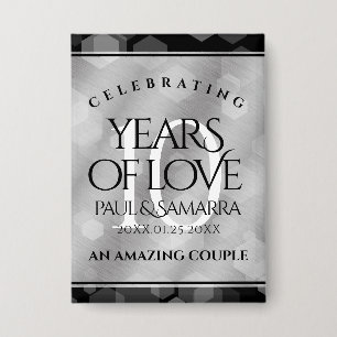 Elegant 10th Tin Wedding Jubileum Celebration Button