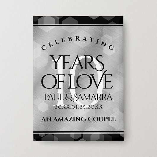 Elegant 10th Tin Wedding Jubileum Celebration Button (Voorkant)