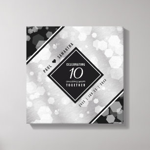 Elegant 10th Tin Wedding Jubileum Celebration Canvas Afdruk