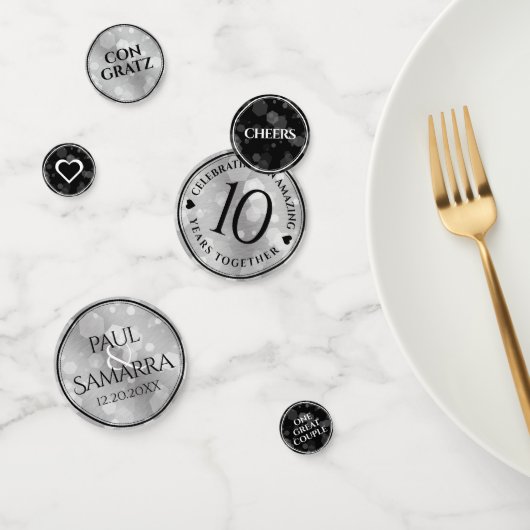 Elegant 10th Tin Wedding Jubileum Celebration Confetti (Groep)