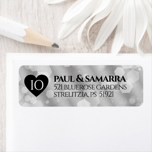 Elegant 10th Tin Wedding Jubileum Celebration Etiket (Insitu)