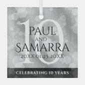 Elegant 10th Tin Wedding Jubileum Celebration Glas Ornament (Voorkant)