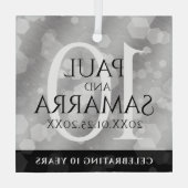 Elegant 10th Tin Wedding Jubileum Celebration Glas Ornament (Achterkant)