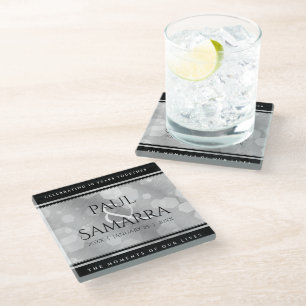 Elegant 10th Tin Wedding Jubileum Celebration Glazen Onderzetter