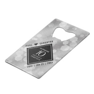 Elegant 10th Tin Wedding Jubileum Celebration Kredietkaart Flessenopener