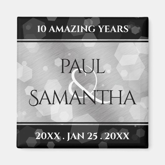 Elegant 10th Tin Wedding Jubileum Celebration Magneet (Voorkant)