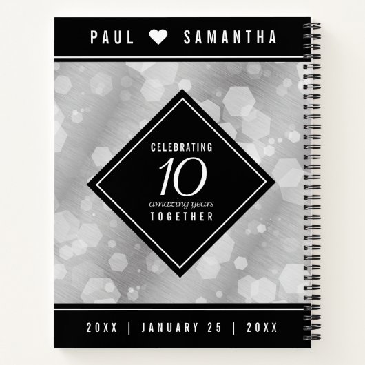 Elegant 10th Tin Wedding Jubileum Celebration Notitieboek (Achterkant)