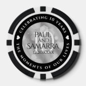 Elegant 10th Tin Wedding Jubileum Celebration Poker Chips (Voorkant)