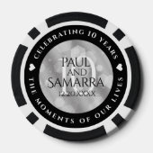 Elegant 10th Tin Wedding Jubileum Celebration Poker Chips (Achterkant)