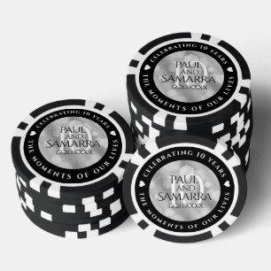 Elegant 10th Tin Wedding Jubileum Celebration Poker Chips