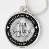 Elegant 10th Tin Wedding Jubileum Celebration Sleutelhanger (Voorkant)