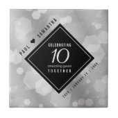Elegant 10th Tin Wedding Jubileum Celebration Tegeltje (Voorkant)