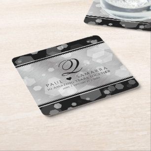 Elegant 10th Tin Wedding Jubileum Celebration Vierkante Kartonnen Onderzetter