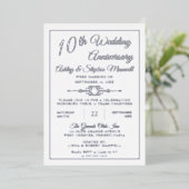 Elegant  10th Wedding Jubileum Party Folie Uitnodiging (Staand Voorkant)