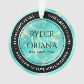 Elegant 11e 44e Turquoise Wedding Jubileum Ornament (voorkant)