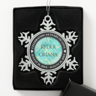 Elegant 11e 44e Turquoise Wedding Jubileum Tin Sneeuwvlok Ornament