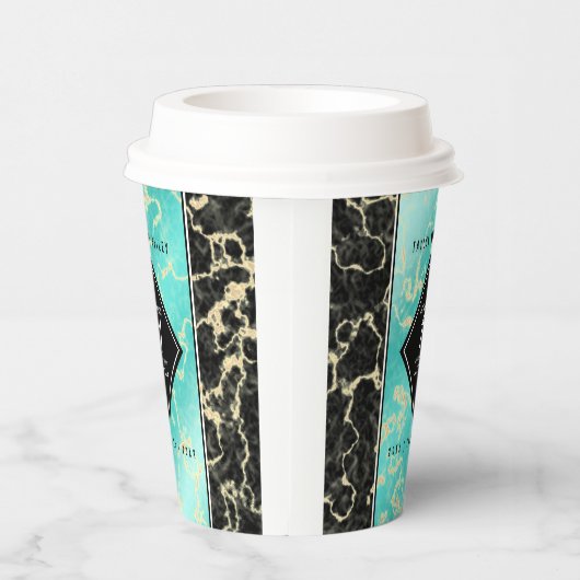 Elegant 11e turquoise huwelijksjubileum papieren bekers (Rechts)