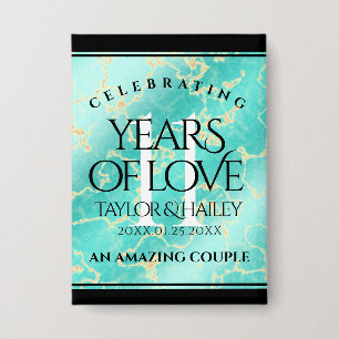 Elegant 11e Turquoise Wedding Jubileum Button