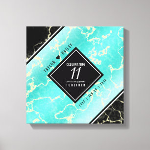 Elegant 11e Turquoise Wedding Jubileum Canvas Afdruk