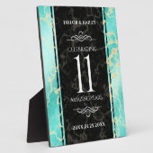 Elegant 11e Turquoise Wedding Jubileum Fotoplaat (Zijkant)