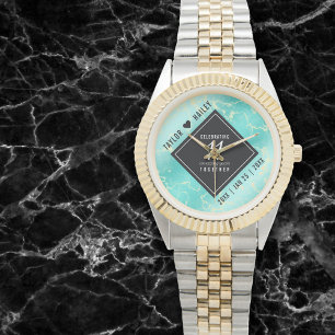 Elegant 11e Turquoise Wedding Jubileum Horloge