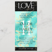 Elegant 11e Turquoise Wedding Jubileum Menu (Achterkant)