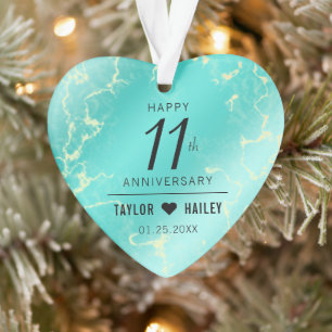 Elegant 11e Turquoise Wedding Jubileum Ornament