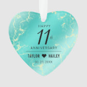 Elegant 11e Turquoise Wedding Jubileum Ornament (voorkant)