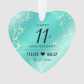 Elegant 11e Turquoise Wedding Jubileum Ornament (achterkant)