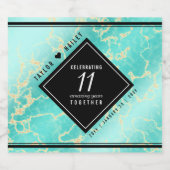 Elegant 11e Turquoise Wedding Jubileum Sparkling Wijnetiket (Enkel label)