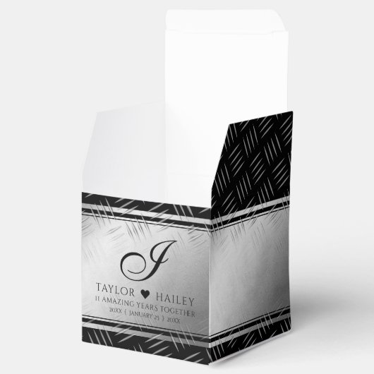 Elegant 11th Steel Wedding Jubileum Celebration Bedankdoosjes (Geopend)