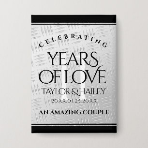 Elegant 11th Steel Wedding Jubileum Celebration Button