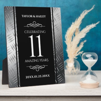 Elegant 11th Steel Wedding Jubileum Celebration Fotoplaat