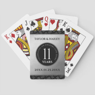 Elegant 11th Steel Wedding Jubileum Celebration Pokerkaarten